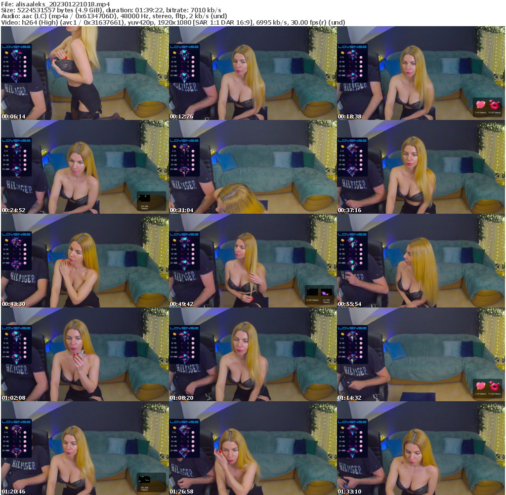 Preview thumb from alisaaleks on 2023-01-22 @ bongacams