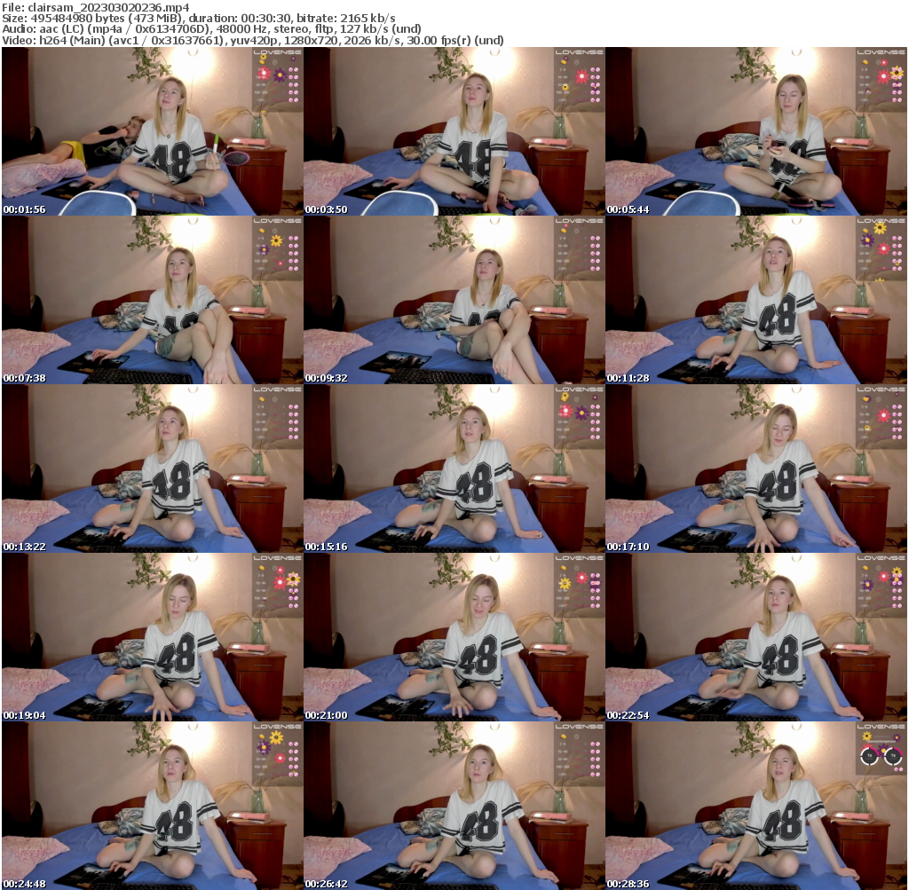 Preview thumb from clairsam on 2023-03-02 @ bongacams