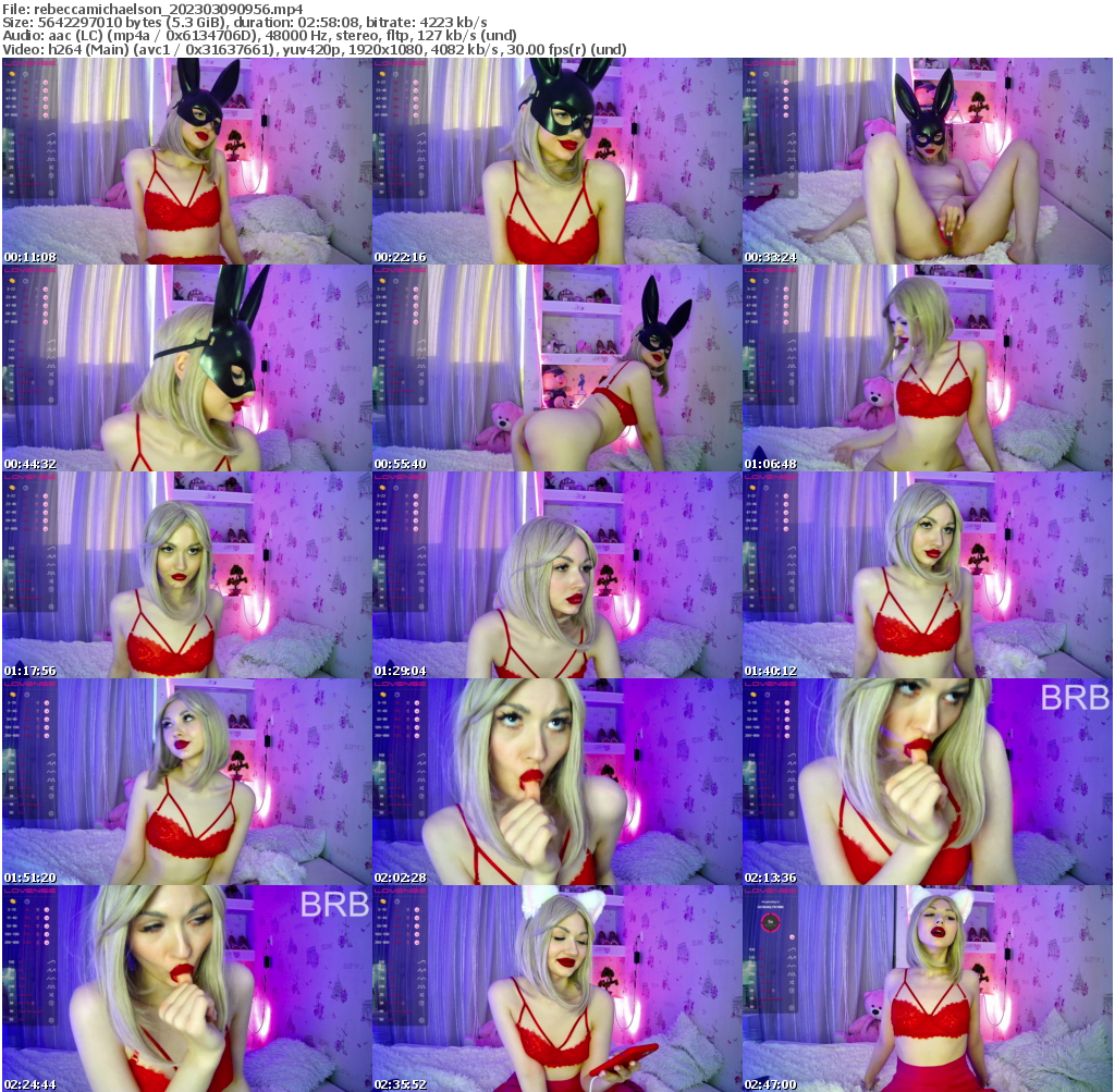 Preview thumb from rebeccamichaelson on 2023-03-09 @ bongacams