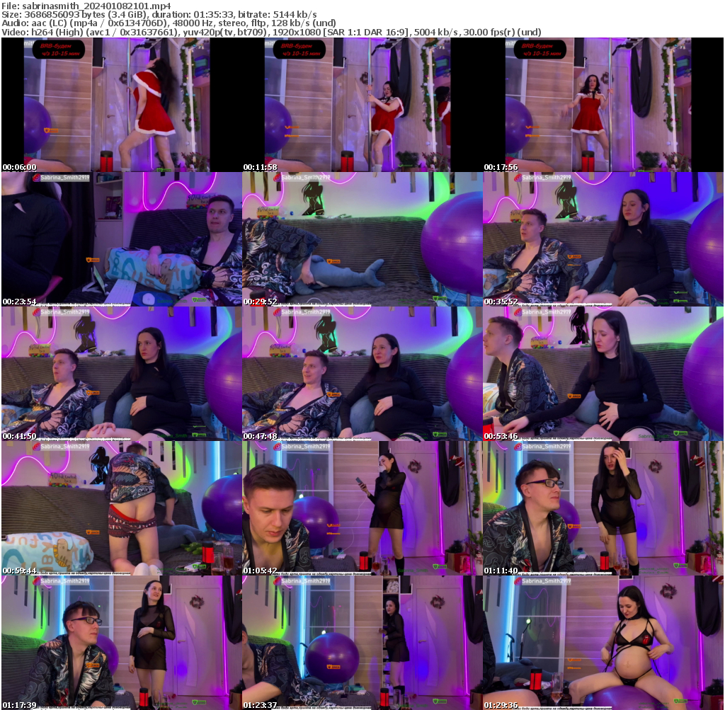 Preview thumb from sabrinasmith on 2024-01-08 @ bongacams